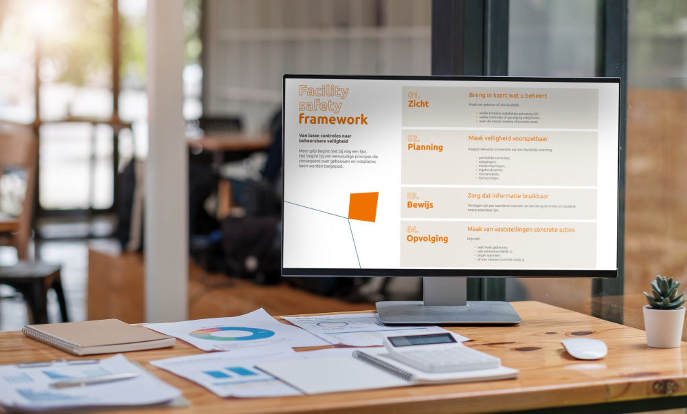de vier pijlers van de Facility Safety Framework uitgelicht Vier pijlers voor gebouwveiligheid: zicht, planning, bewijs en opvolging